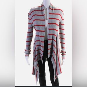 Autumn by cashmere stripe sweater - red and grey - size medium- 100% cotton